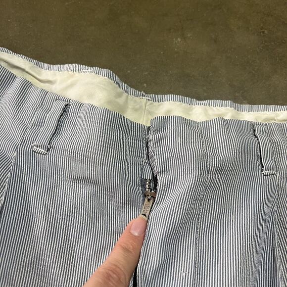 Vintage 50s Blue/White Striped Nylon Seersucker Pants 30x27 - Picture 3 of 4